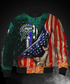 NFL New York Jets American Flag Bomber Jacket V1