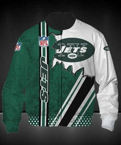 NFL New York Jets Green White Bomber Jacket
