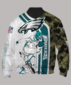 NFL Philadelphia Eagles White Green Camo Bomber Jacket