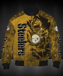 NFL Pittsburgh Steelers Dark Golden Camo Bomber Jacket