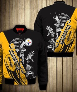 NFL Pittsburgh Steelers Golden Black Bomber Jacket
