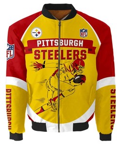 NFL Pittsburgh Steelers Golden Red Bomber Jacket
