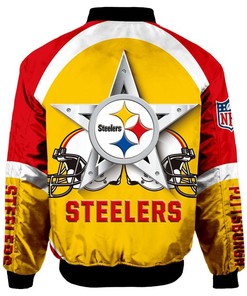 NFL Pittsburgh Steelers Golden Red Bomber Jacket