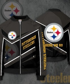 NFL Pittsburgh Steelers Grey Black Golden Bomber Jacket