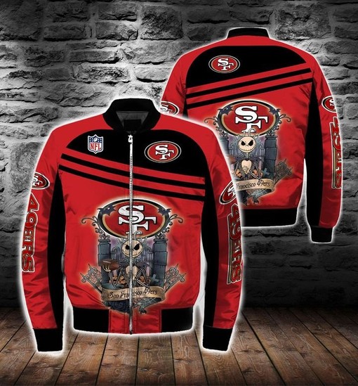 NFL San Francisco 49ers Monster Skeleton Red Bomber Jacket