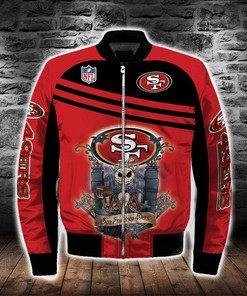 NFL San Francisco 49ers Monster Skeleton Red Bomber Jacket