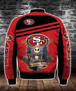 NFL San Francisco 49ers Monster Skeleton Red Bomber Jacket