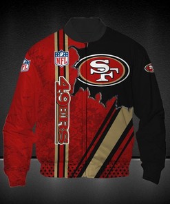 NFL San Francisco 49ers Red Black Logo In Heart Bomber Jacket