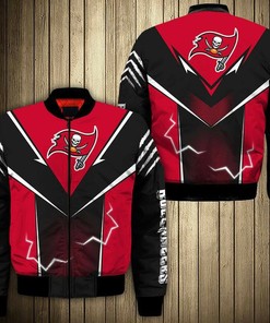 NFL Tampa Bay Buccaneers Lightning Black Red Bomber Jacket