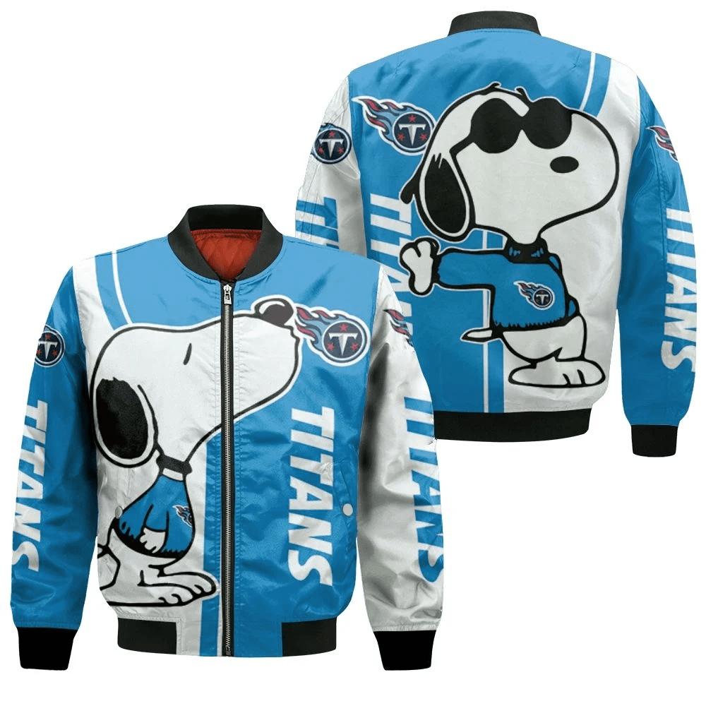 NFL Tennessee Titans Snoopy Blue White Bomber Jacket