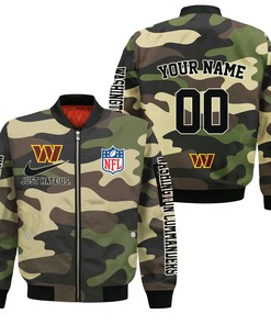 NFL Washington Commanders Custom Name Number Camo Style Bomber Jacket