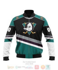 NHL Anaheim Ducks Custom Name Number Black Green Bomber Jacket