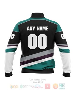 NHL Anaheim Ducks Custom Name Number Black Green Bomber Jacket