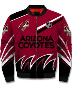 NHL Arizona Coyotes Printful Red Bomber Jacket