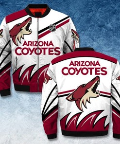 NHL Arizona Coyotes Printful White Bomber Jacket