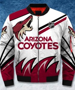 NHL Arizona Coyotes Printful White Bomber Jacket
