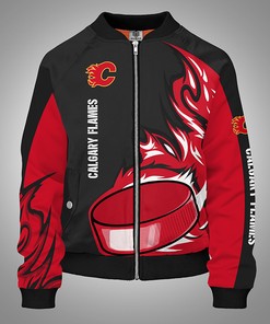 NHL Calgary Flames Red Black Bomber Jacket V1