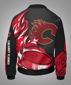 NHL Calgary Flames Red Black Bomber Jacket V1