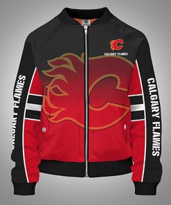 NHL Calgary Flames Red Black Bomber Jacket V2
