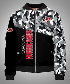 NHL Carolina Hurricanes Camo Black Bomber Jacket