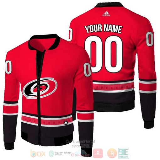 NHL Carolina Hurricanes Custom Name Number Red Bomber Jacket