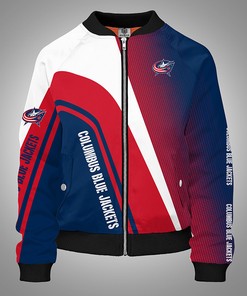 NHL Columbus Blue Jackets Blue White Bomber Jacket