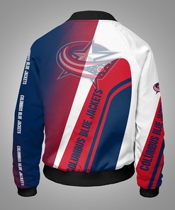 NHL Columbus Blue Jackets Blue White Bomber Jacket