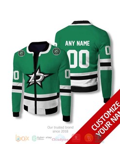 NHL Dallas Stars Custom Name Number Green Bomber Jacket