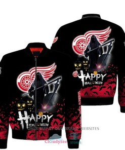 NHL Detroit Red Wings Black Happy Hallowen Bomber Jacket