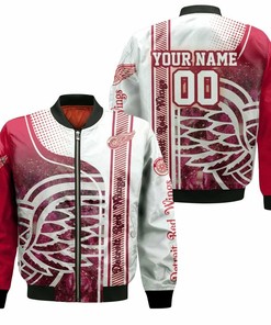 NHL Detroit Red Wings Custom Name Number Bomber Jacket