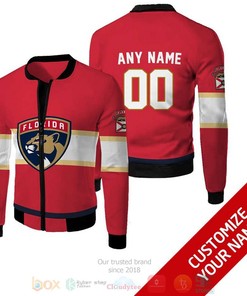 NHL Florida Panthers Custom Name Number Red Bomber Jacket