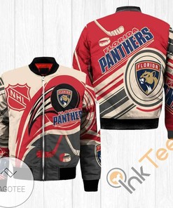 NHL Florida Panthers Gift For Fans Red Cream Bomber Jacket