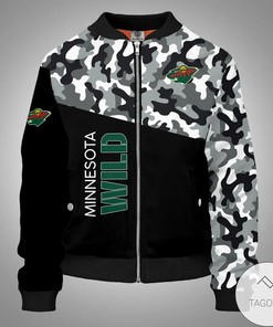 NHL Minnesota Wild Black Camo Bomber Jacket
