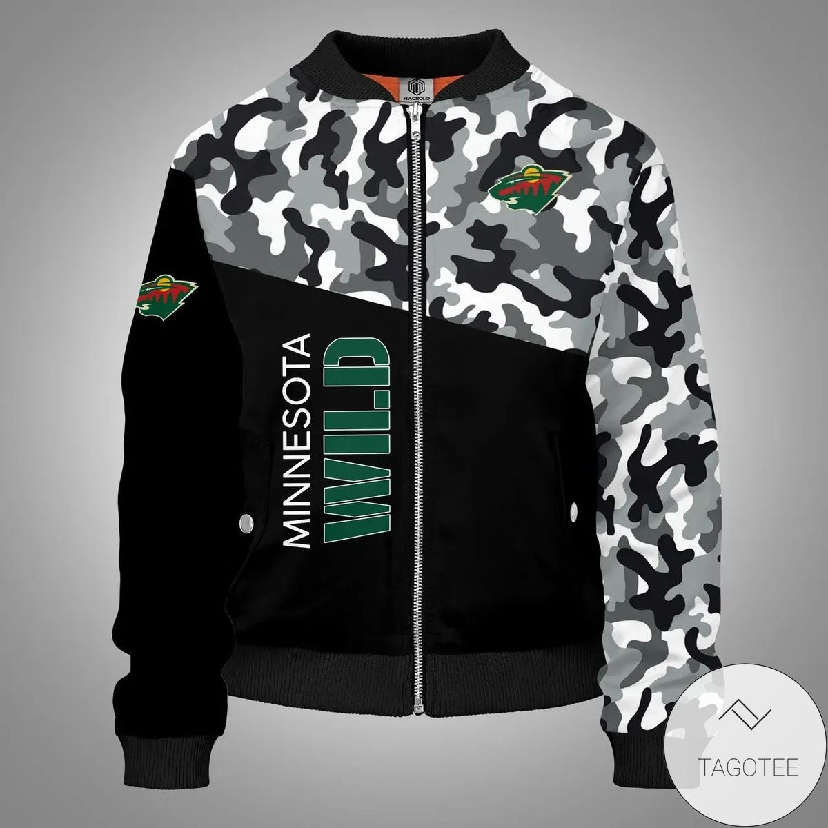 NHL Minnesota Wild Black Camo Bomber Jacket