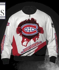 NHL Montreal Canadiens Red White Skull Scratch Bomber Jacket
