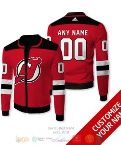 NHL New Jersey Devils Custom Name Number Red Bomber Jacket