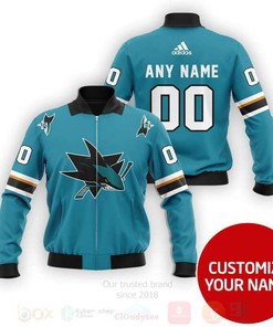 NHL San Jose Sharks Custom Name Number Blue Bomber Jacket