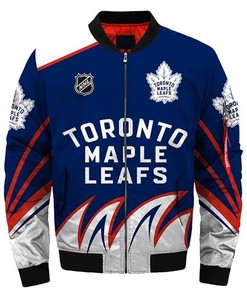 NHL Toronto Maple Leafs Blue White Red Bomber Jacket