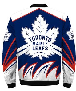 NHL Toronto Maple Leafs Blue White Red Bomber Jacket