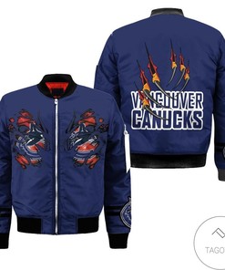 NHL Vancouver Canucks Blue Logo Claws Bomber Jacket