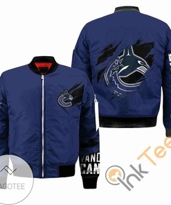 NHL Vancouver Canucks Blue Logo Scratch Bomber Jacket