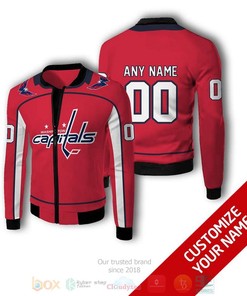 NHL Washington Capitals Custom Name Number Red Bomber Jacket