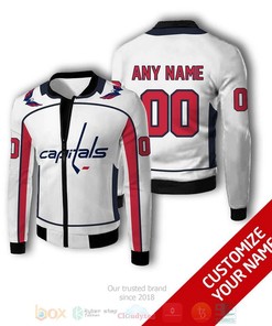 NHL Washington Capitals Custom Name Number White Bomber Jacket