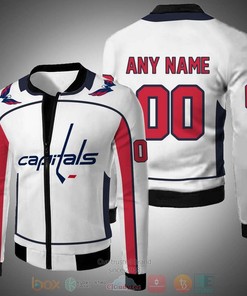 NHL Washington Capitals Custom Name Number White Bomber Jacket