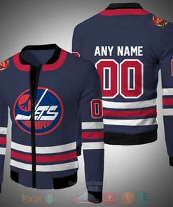 NHL Winnipeg Jets Custom Name Number Blue White Bomber Jacket
