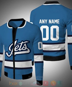 NHL Winnipeg Jets Custom Name Number Light Blue White Bomber Jacket
