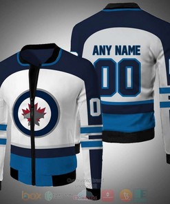 NHL Winnipeg Jets Custom Name Number White Blue Bomber Jacket