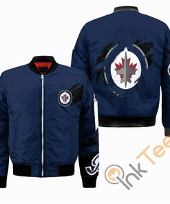 NHL Winnipeg Jets Navy Blue Bomber Jacket
