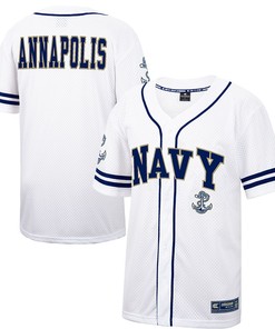Navy Midshipmen Colosseum Free Spirited Baseball Jersey - White/navy Ncaa
