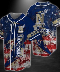 Navy Midshipmen NCAA Baseball Jersey Shirt US Flag